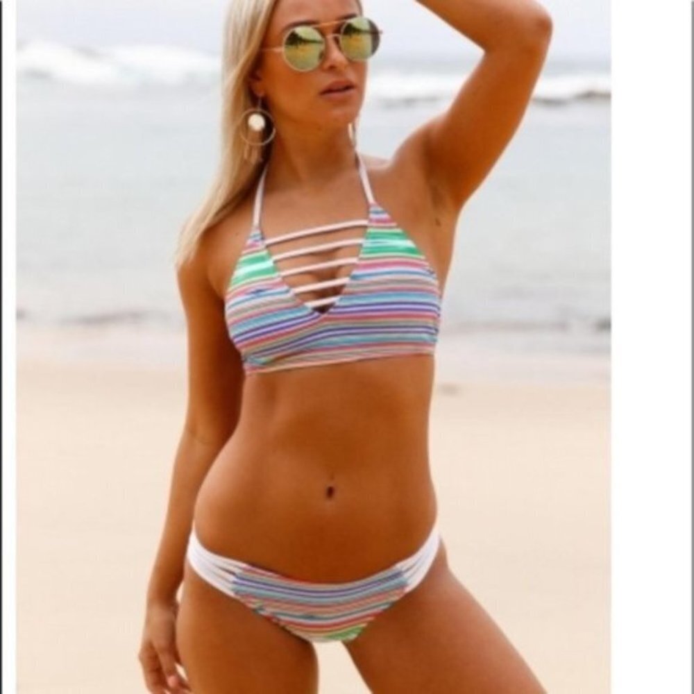 Boutique Sexy Colorful Stripped Banded Push-up & Padded Bikini